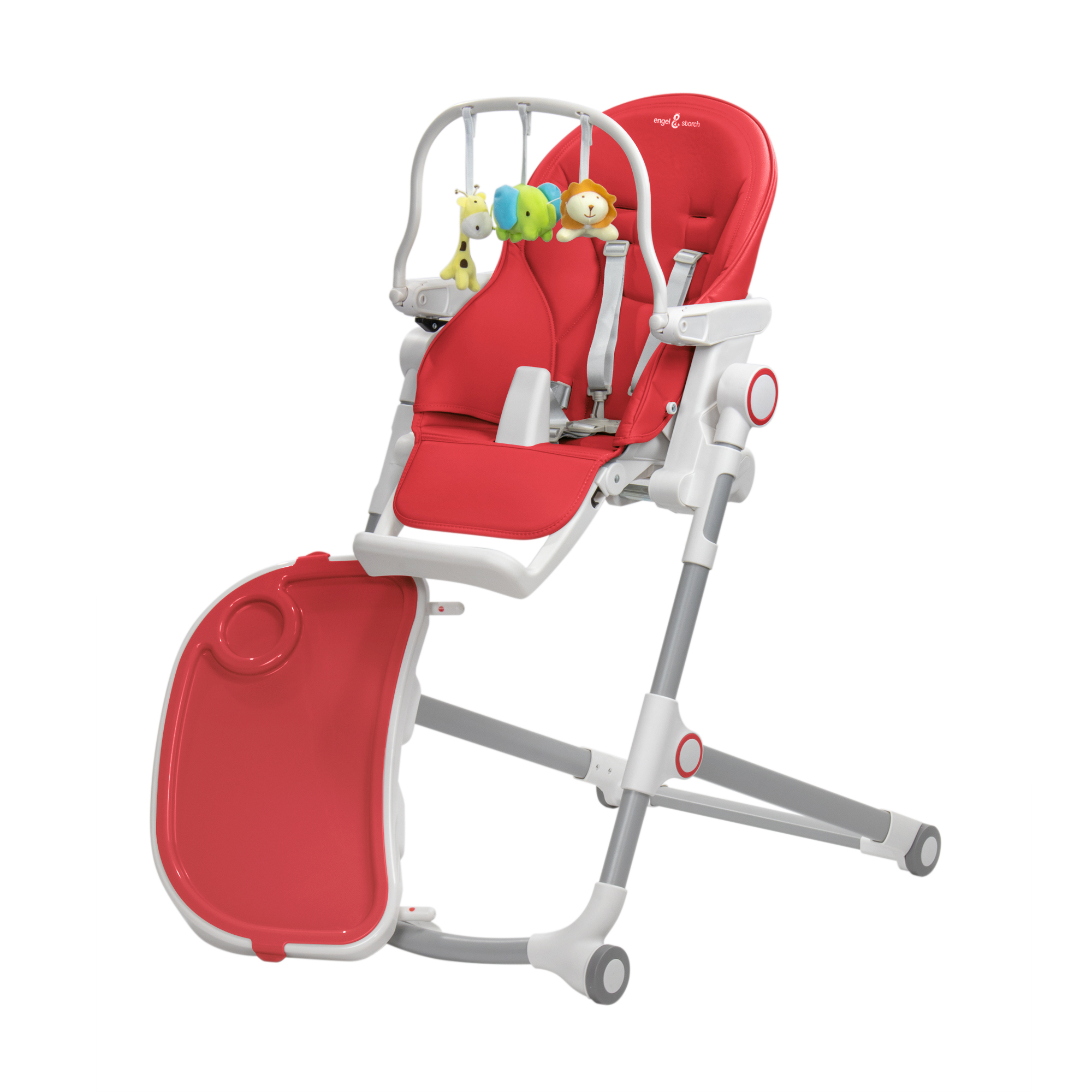 Baby Kinderhochstuhl Höhenverstellbar Klappbar Babyhochstuhl mit Tablett Rot 