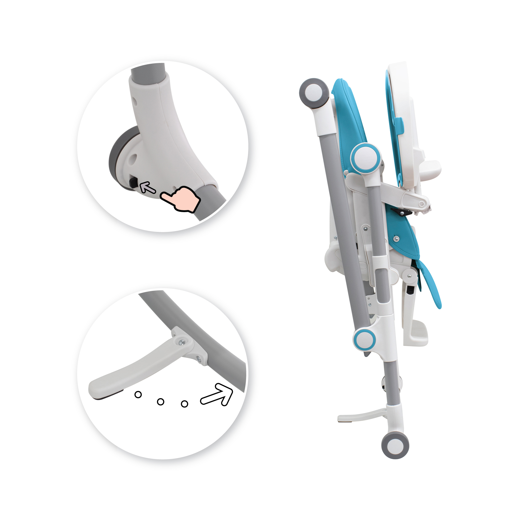 Kinderhochstuhl HUGO Babystuhl Verstellbar Klappbar Blau