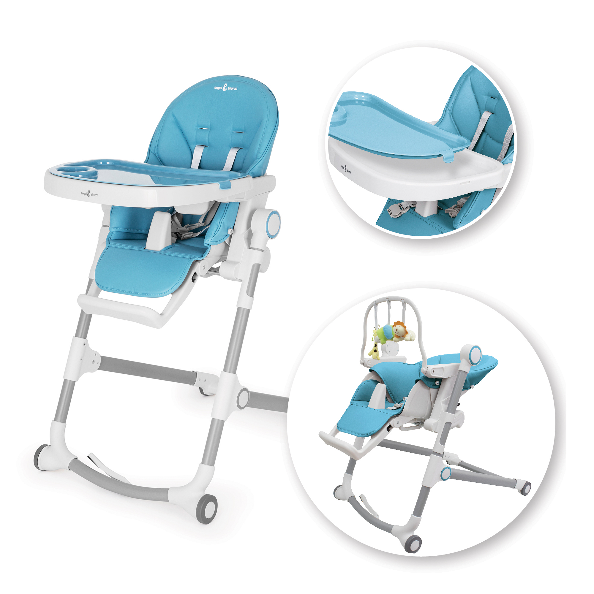 Kinderhochstuhl HUGO Babystuhl Verstellbar Klappbar Blau | Blau | HugoBlau